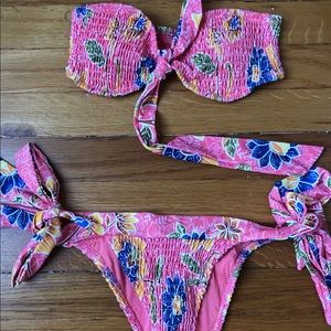 Forever21 Ruched Strapless Tie Bikini, Small